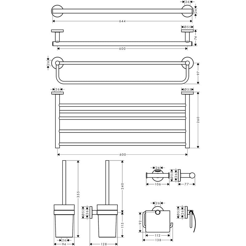 Hansgrohe Logis Universal Bath Accessory Set 5 in 1 Chrome