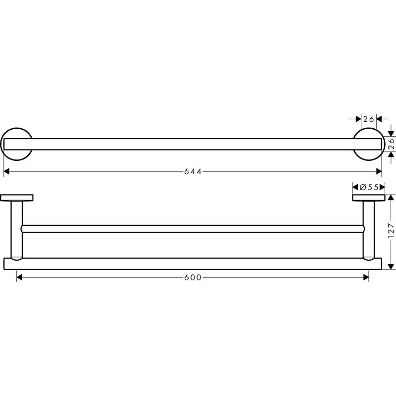 Hansgrohe Logis Universal Double Bath Towel Rail Chrome