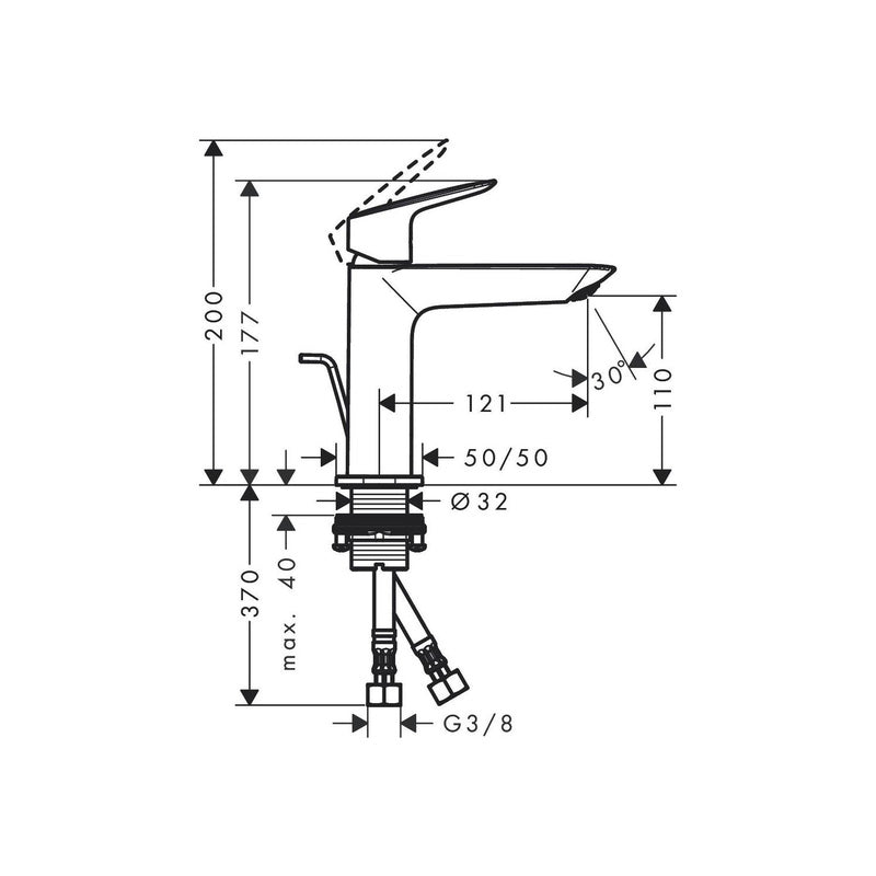 Hansgrohe Logis Basin Mixer Tap 110 Fine CoolStart with Pop-up Waste Chrome