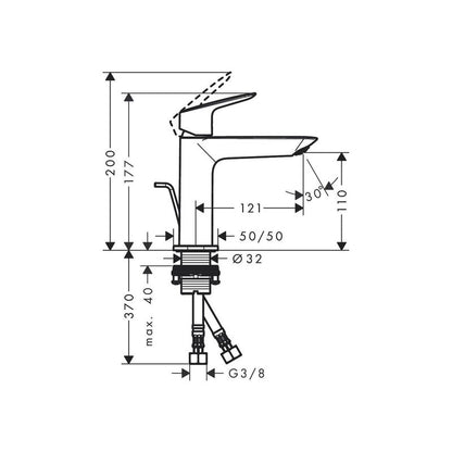 Hansgrohe Logis Basin Mixer Tap 110 Fine CoolStart with Pop-up Waste Chrome