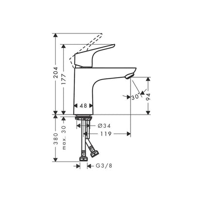 Hansgrohe Focus Basin Mixer Tap 100 CoolStart without Waste Chrome