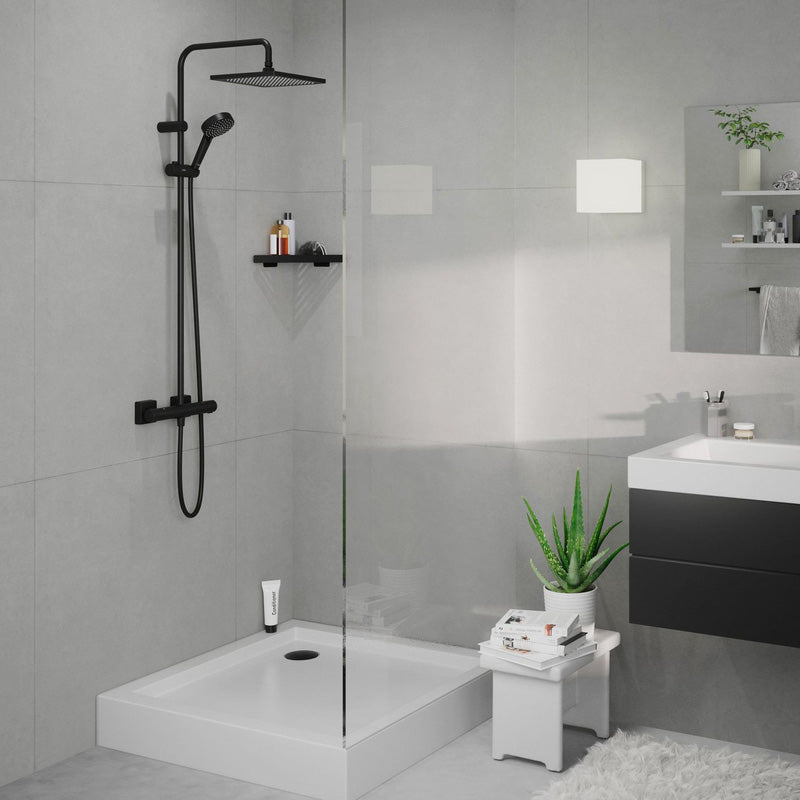 Hansgrohe Vernis Shape 240 EcoSmart Thermostatic Shower System Matt Black