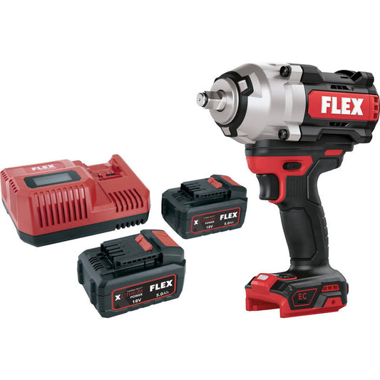 FLEX 18V Brushless 1/2" Cordless Impact Wrench 2 x 5.0Ah