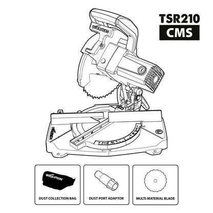 Evolution TSR210CMS 210mm Multi-Material Compound Mitre Saw 240V