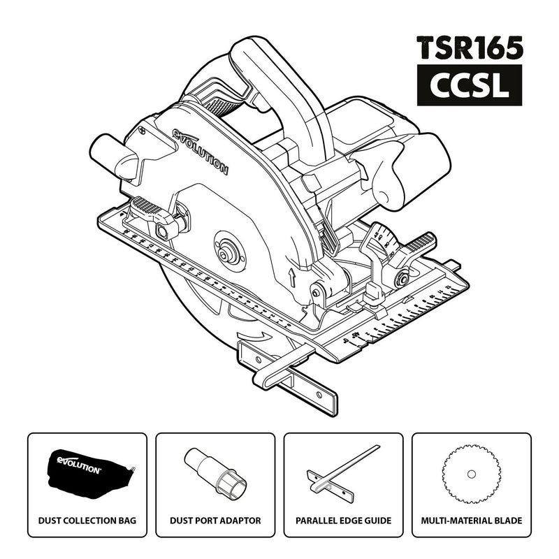 Evolution TSR165CCS Multi Material Circular Saw 165mm 240V