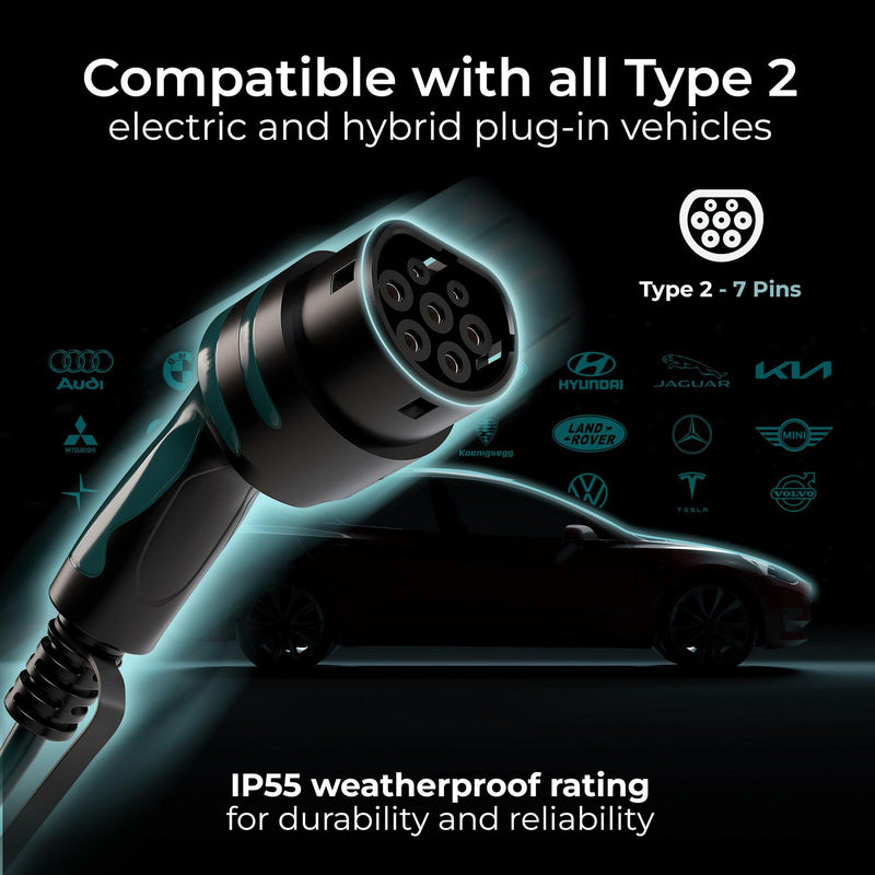 Masterplug EV Smart Wall Charger Type 2 Single Phase Socketed Mode 3 IP55 7.4kW 32A