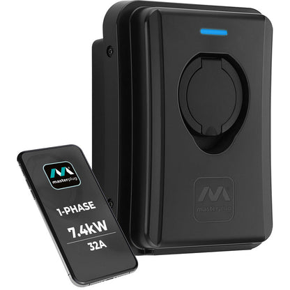 Masterplug EV Smart Wall Charger Type 2 Single Phase Socketed Mode 3 IP55 7.4kW 32A