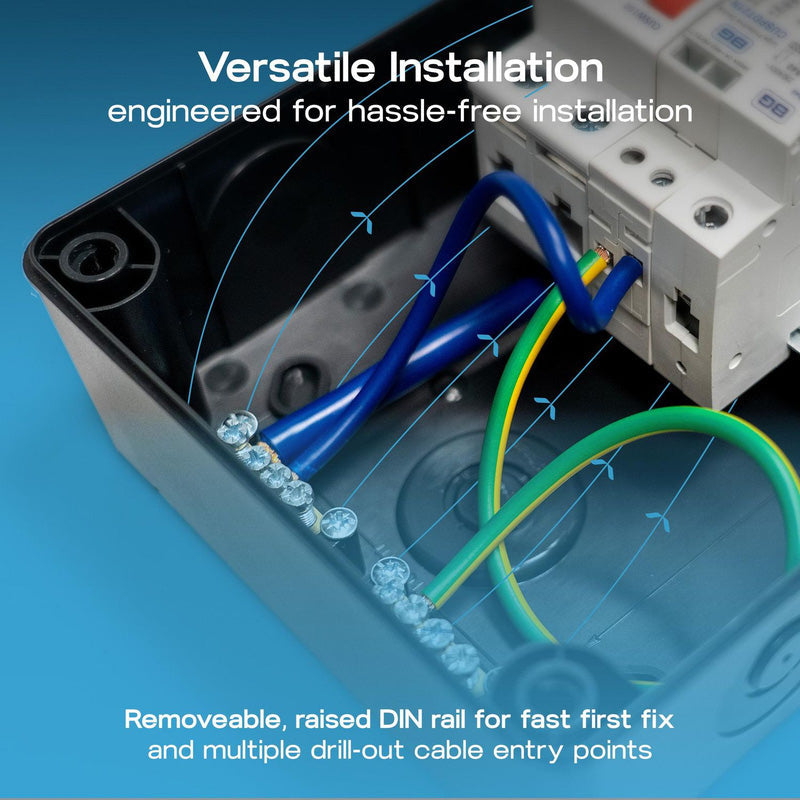 BG Sync Energy EV Charger Populated Consumer Unit 5 Way IP66 100A Main Switch 40A Bi-Directional RCBO Type 2 SPD