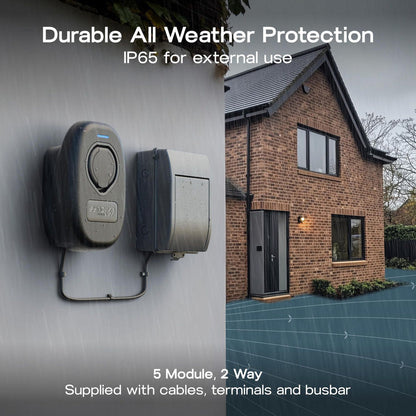 BG Sync Energy EV Charger Populated Consumer Unit 5 Way IP65 100A Main Switch 40A MCB Type 2 SPD