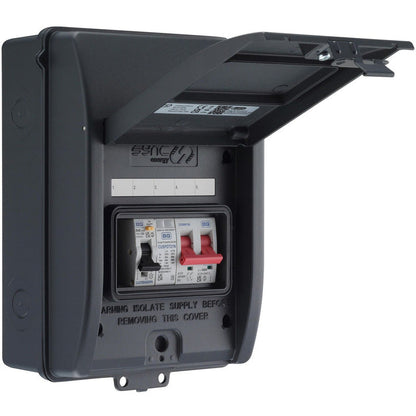 BG Sync Energy EV Charger Populated Consumer Unit 5 Way IP65 100A Main Switch 40A RCBO Type 2 SPD