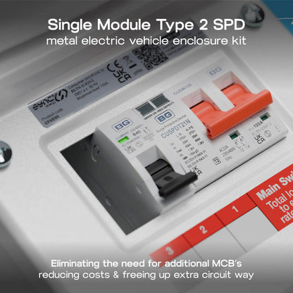 BG Sync Energy EV Charger Populated Consumer Unit 5 Way IP20 100A Main Switch 40A MCB Type 2 SPD