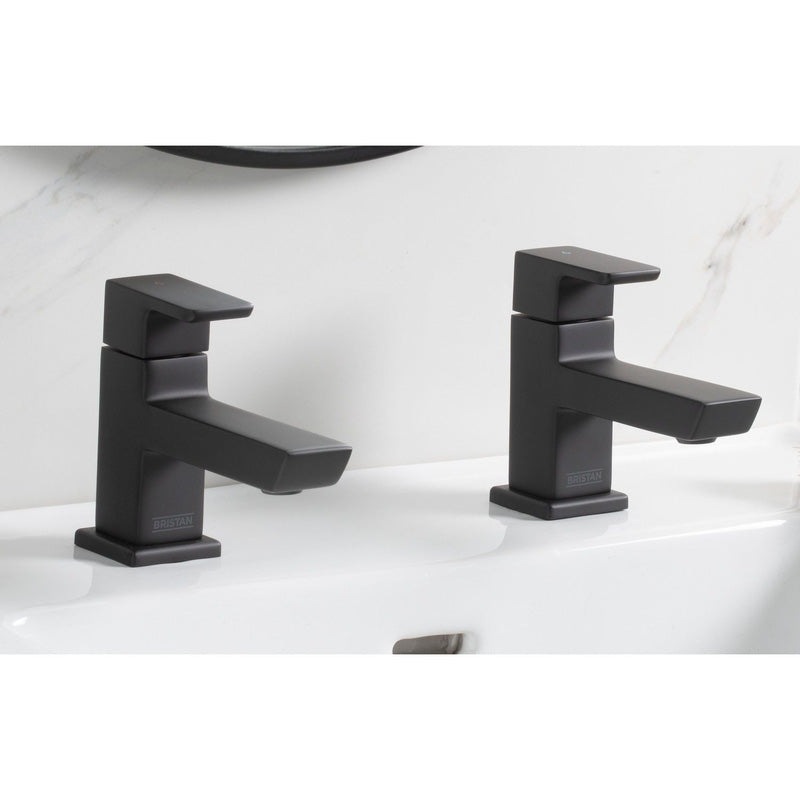 Bristan Cobalt Basin Pillar Taps Black