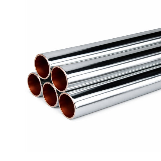Pack of 5 Chrome Plated Copper Pipe 15mm x 2m – Decorative Plumbing Pipe