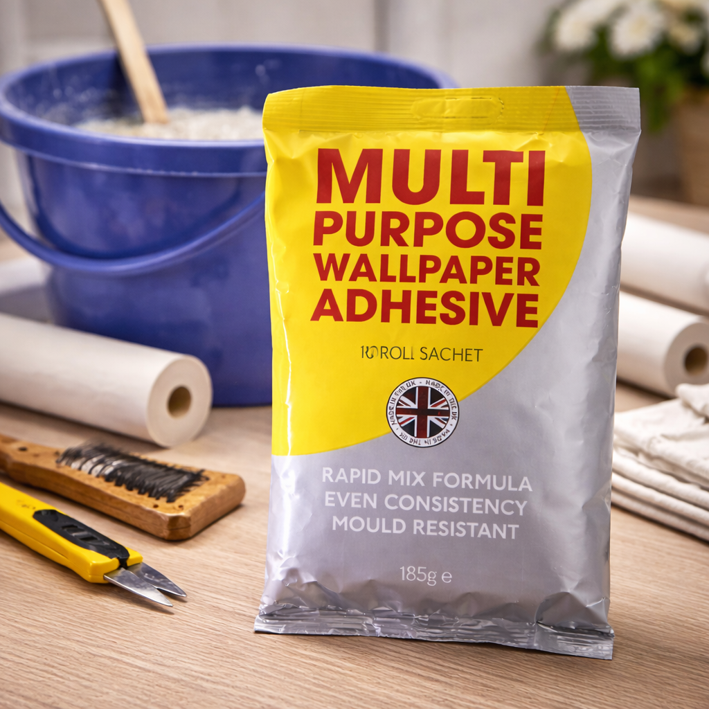 Multi-Purpose Wallpaper Adhesive – 10-Roll Coverage, Strong Bonding
